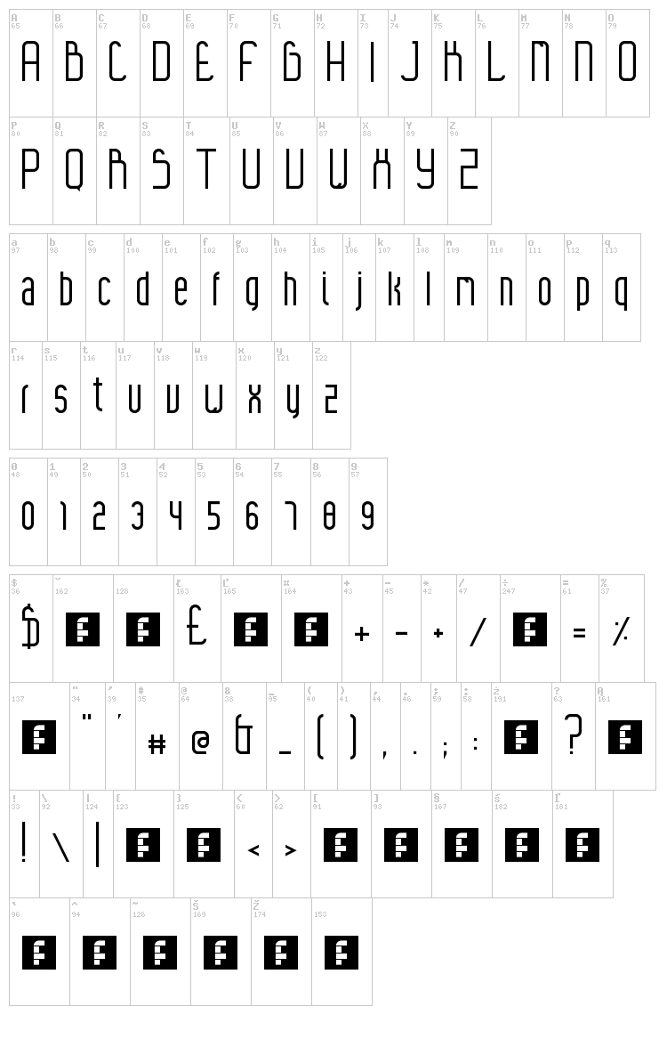 Ines font map