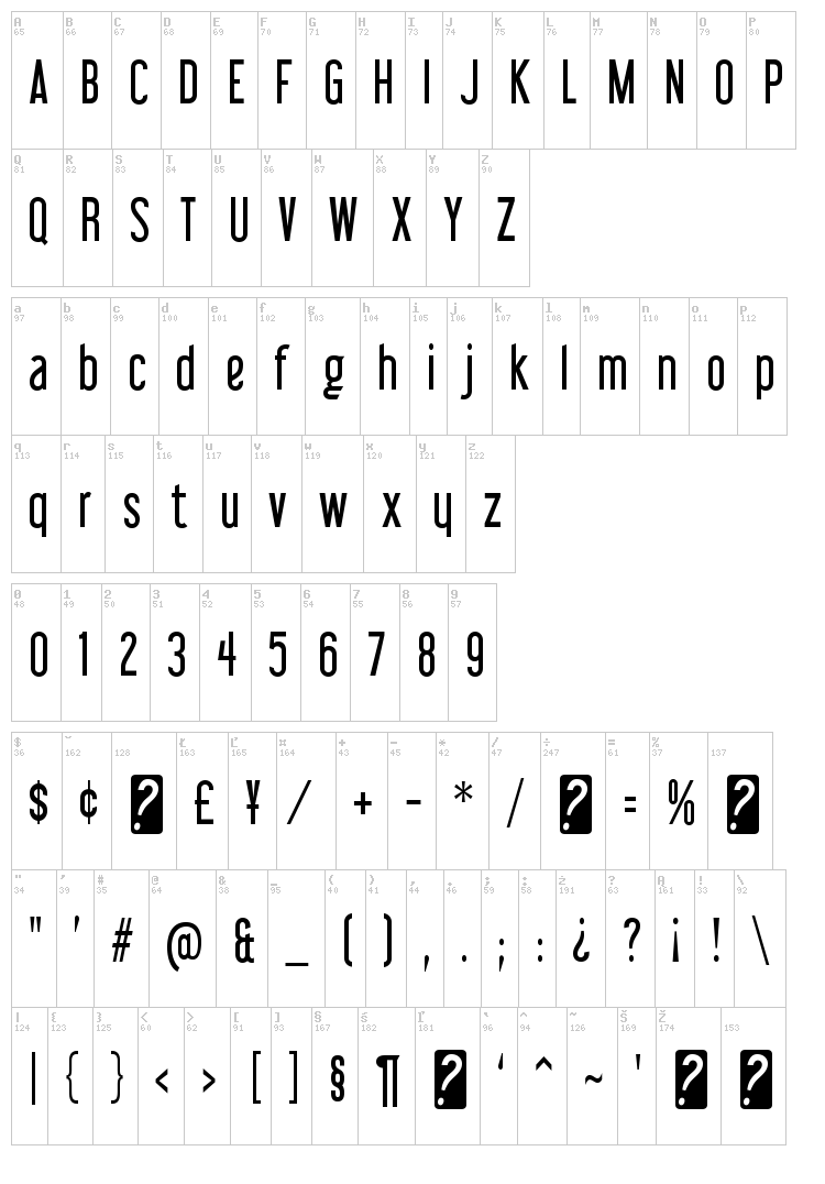 Libel Suit font map
