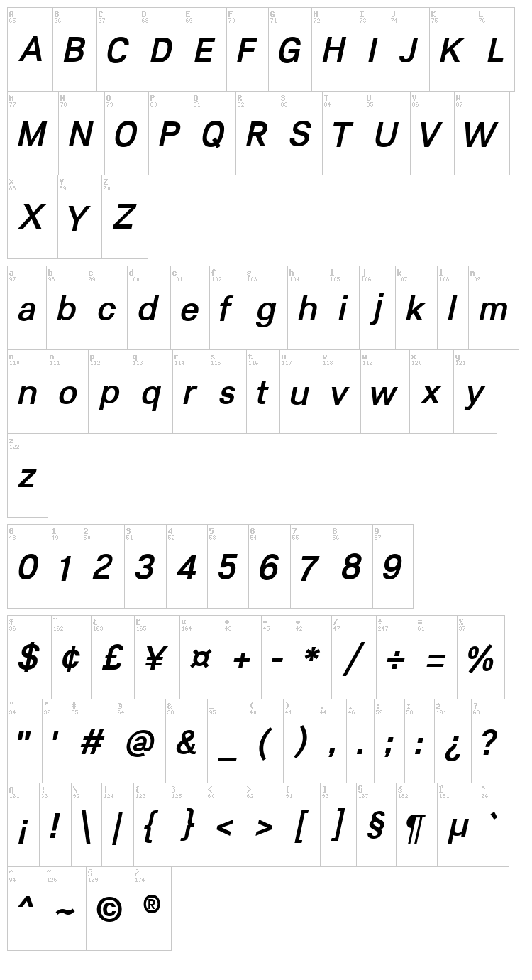 Lunchtype 21 font map