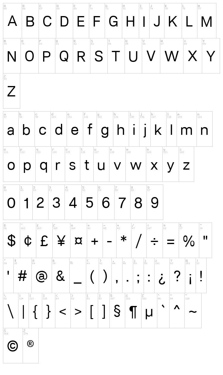 Lunchtype 21 font map