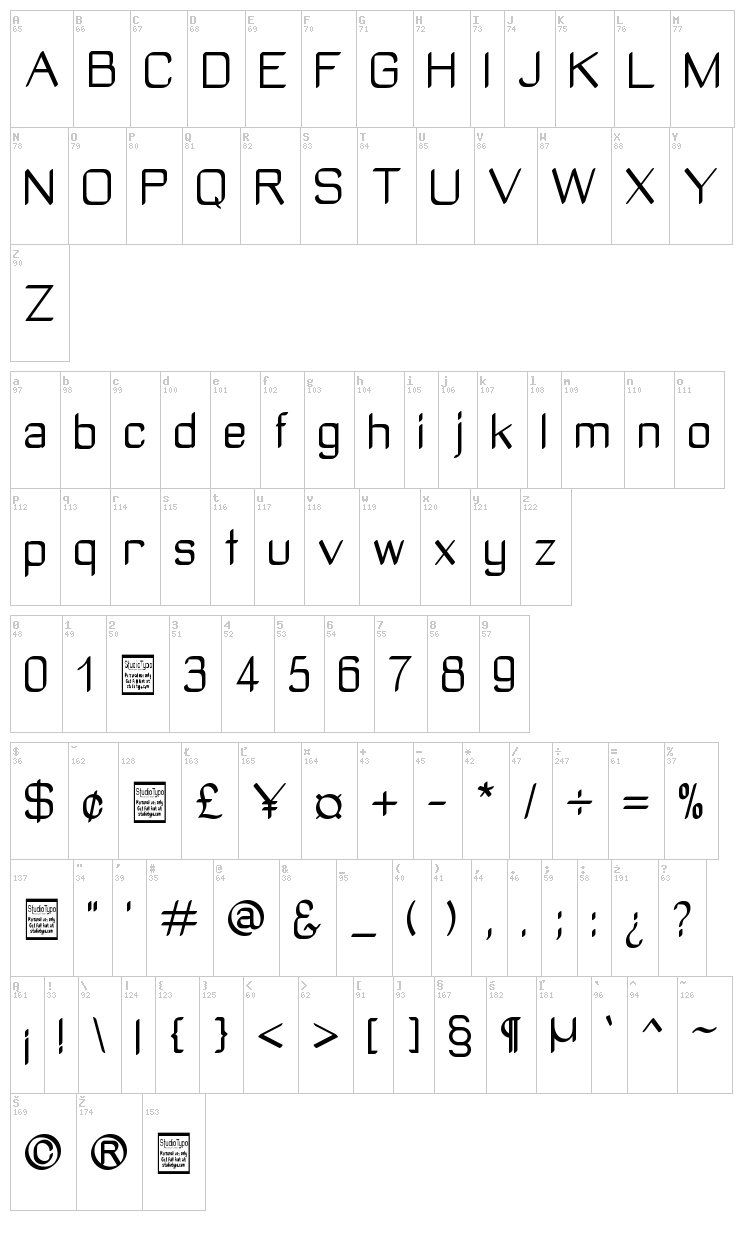 Manyeto font map
