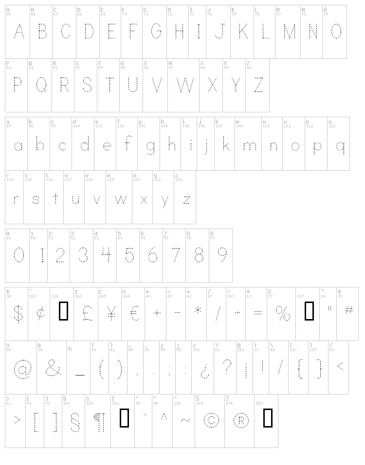 Print Clearly font map