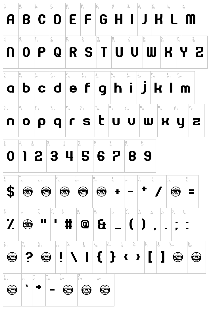 Pseudonumb font map