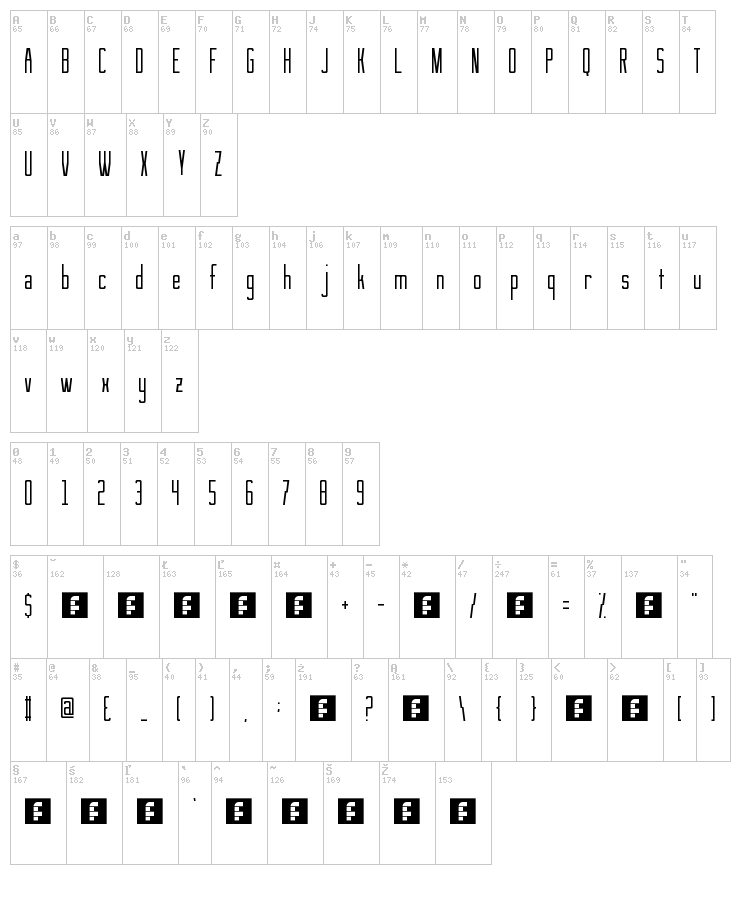 See You At The Movies font map