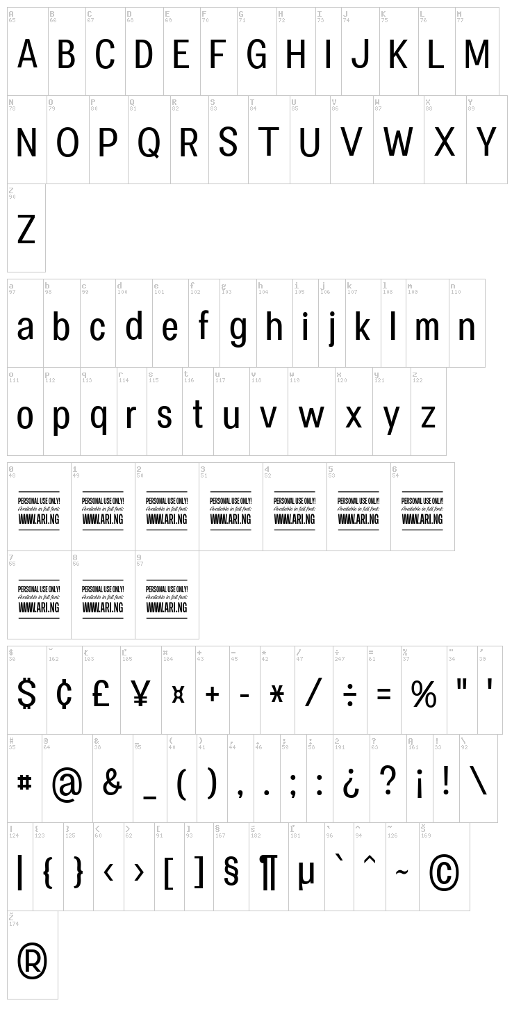 Specify font map