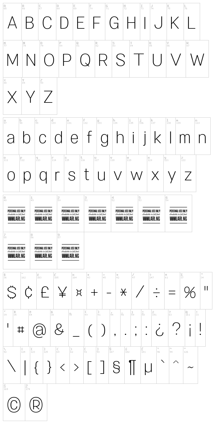 Specify font map