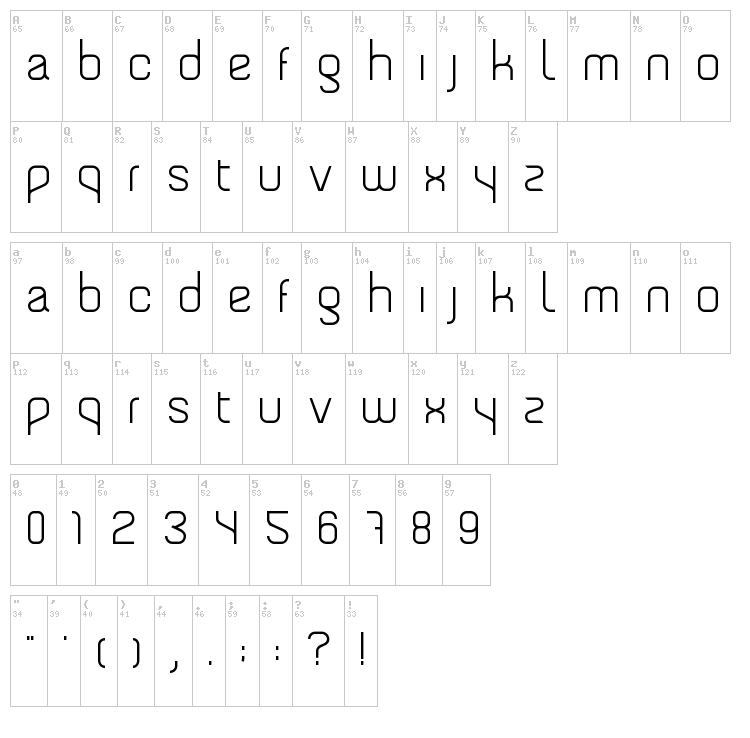 Tengra font map