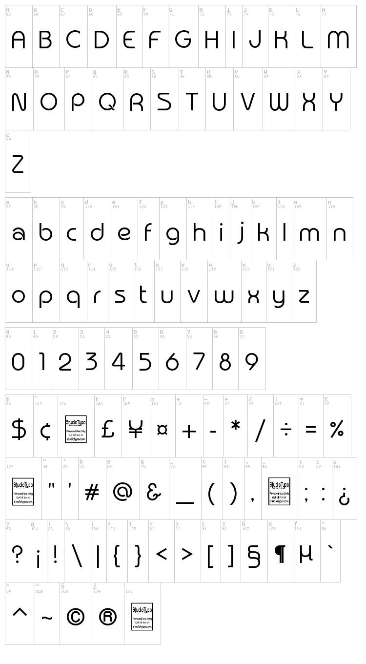 Typografix font map