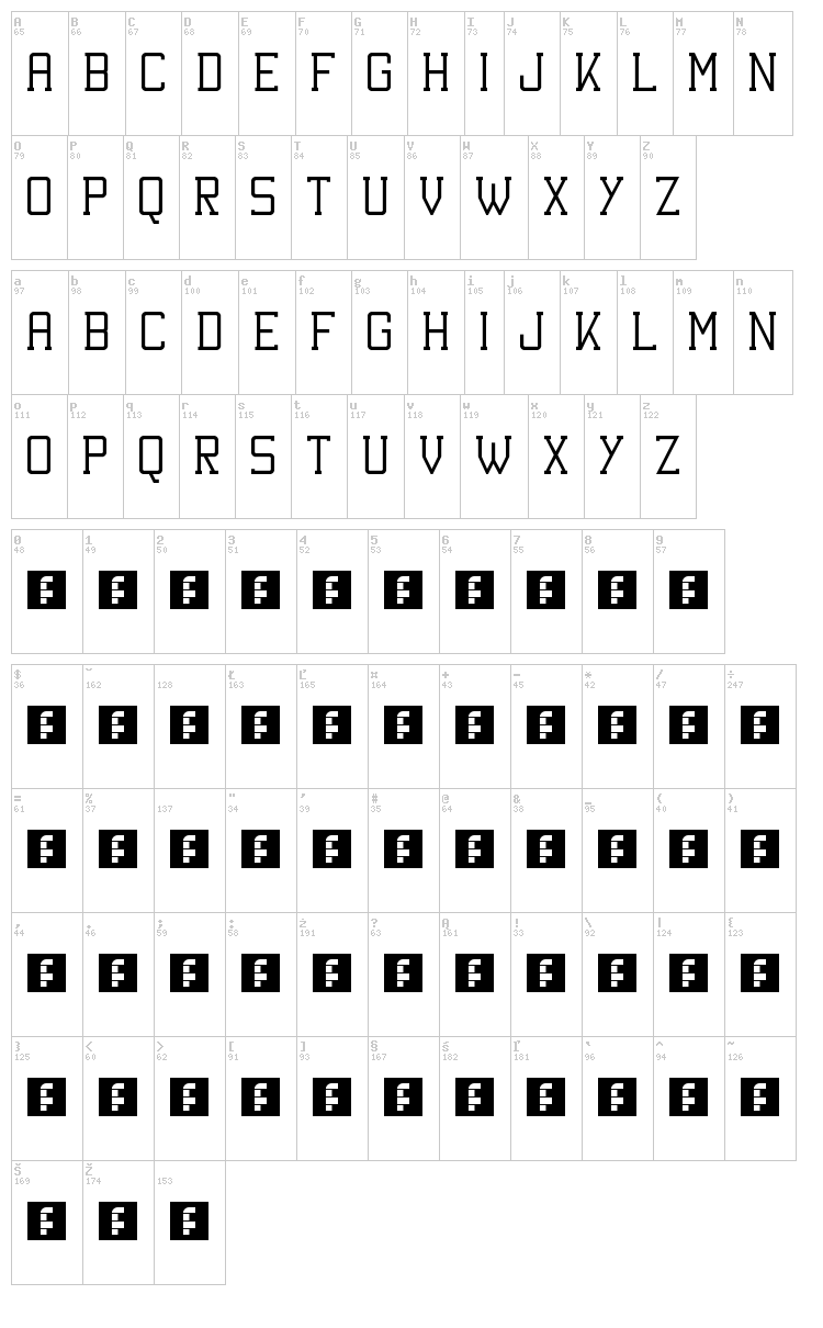 Kinetic Extreme Solid font map