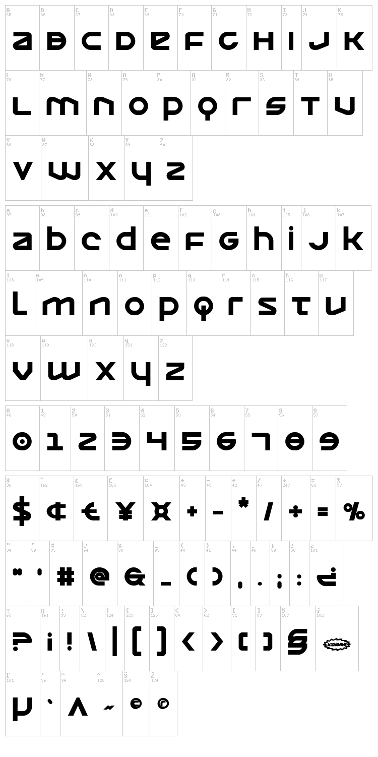 Opilio font map