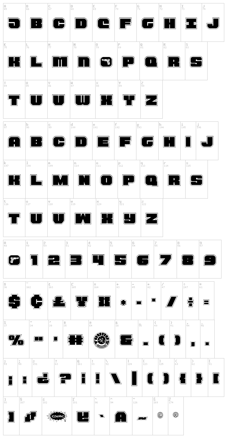 Tauro font map