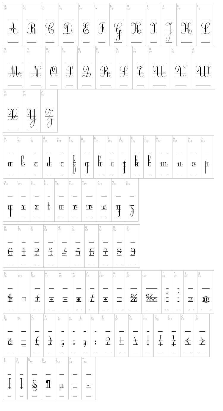 Ecolier font map