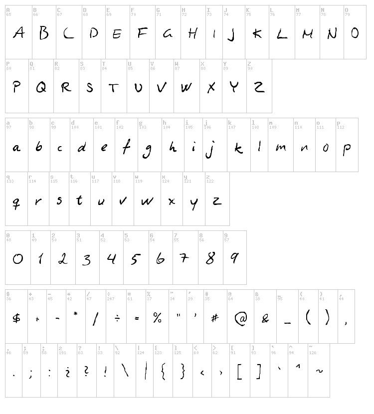 Asphyxiate font map