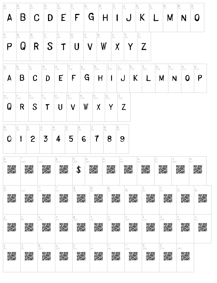 Basic Hand font map