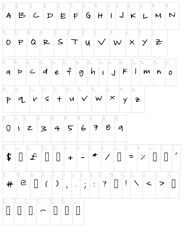 Beasley Light font map