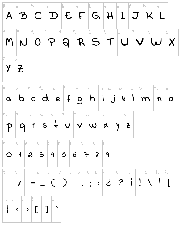 Callani font map
