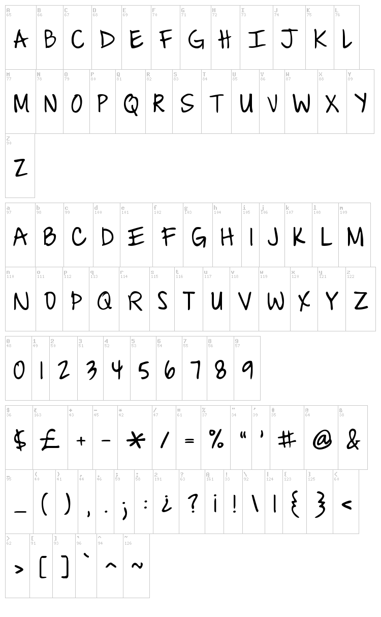 Coming Home font map