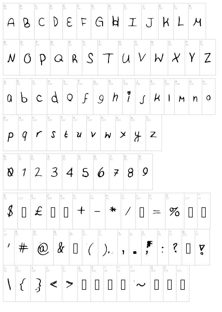 Just Breathe font map