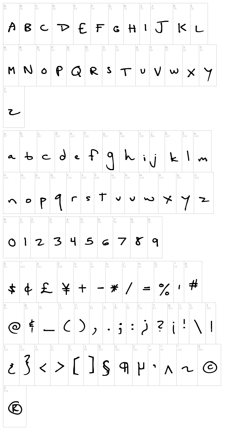 Lucy Goosey Black font map
