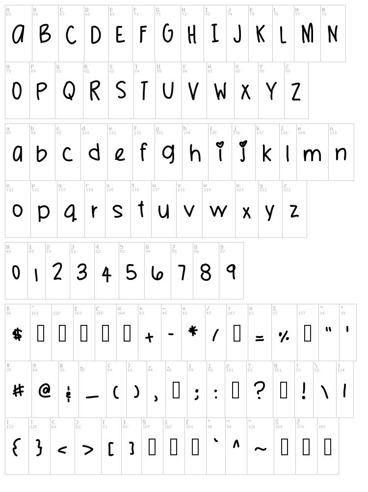 Mission Possible font map