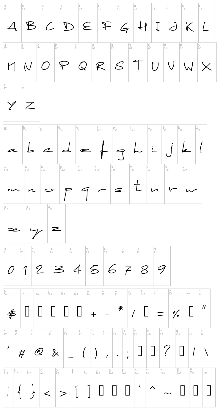PW Stretched font map