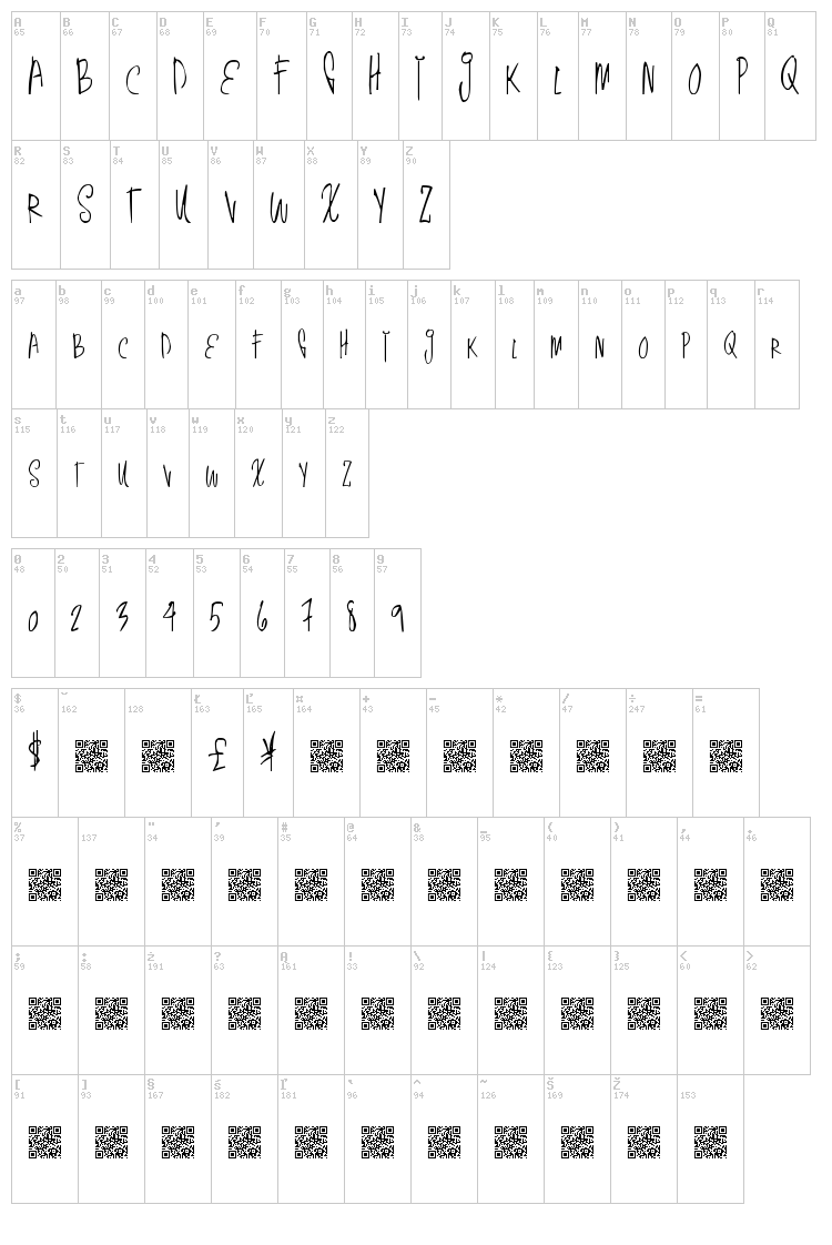 Thin Simple font map