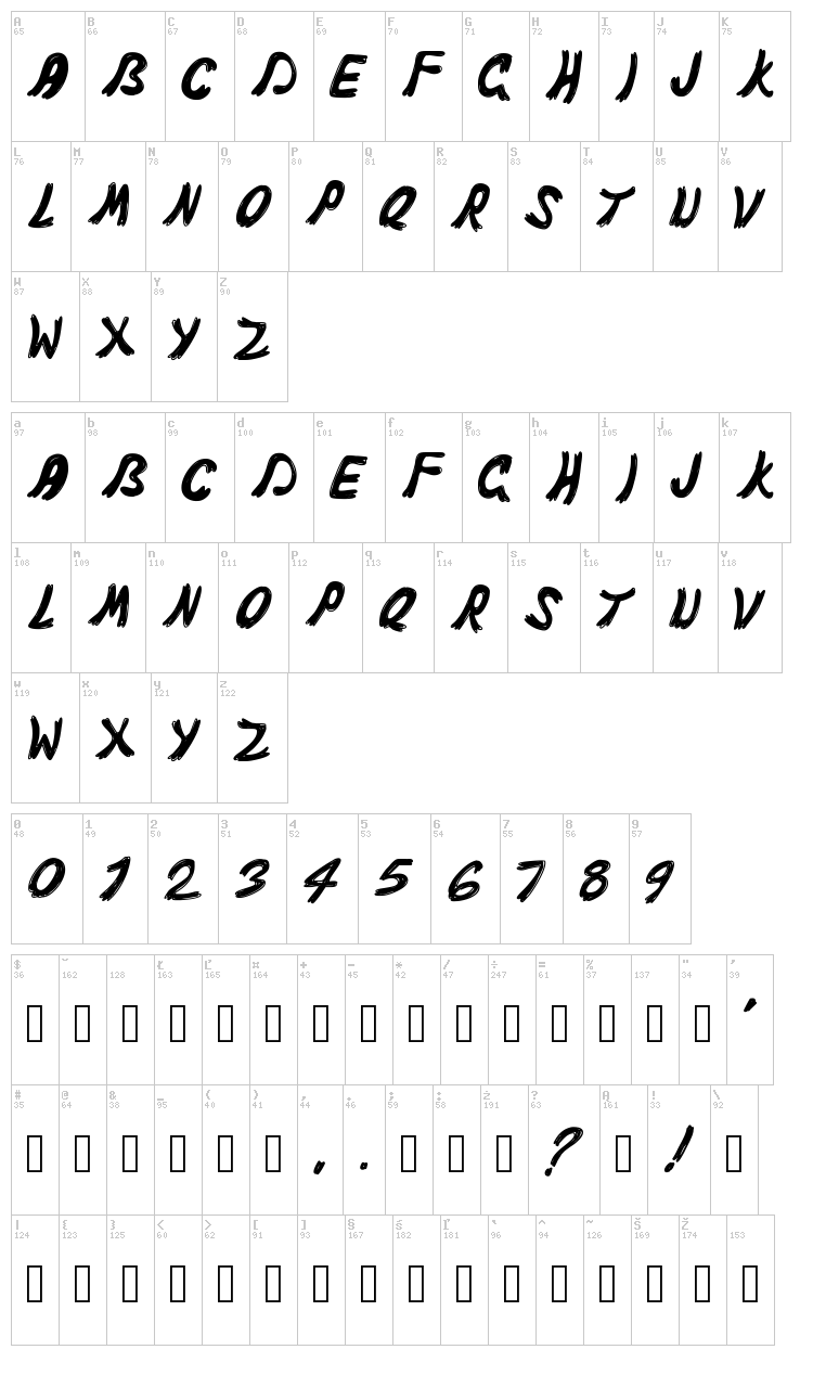 PW Ghost font map