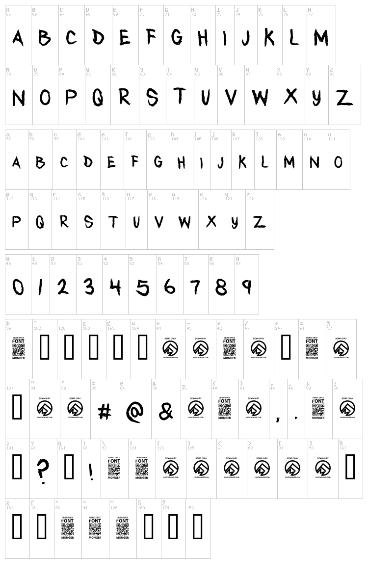 Any Takers font map