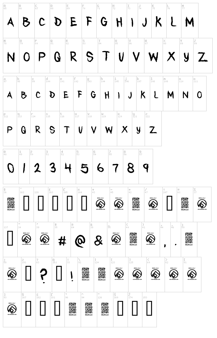 Any Takers font map