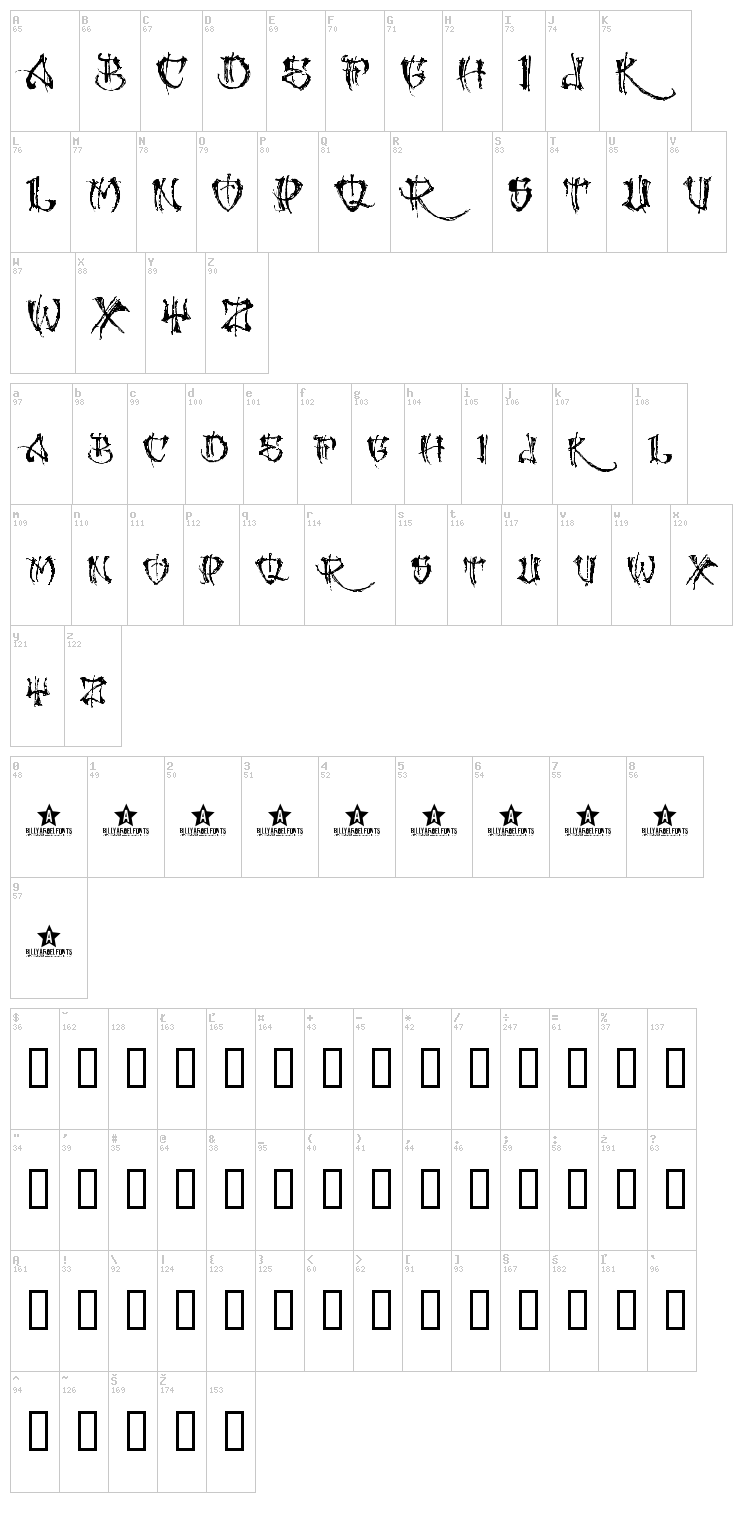 Gangland font map