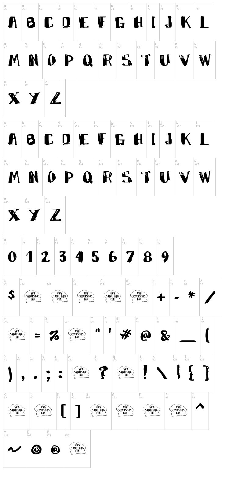 Marky Marker font map