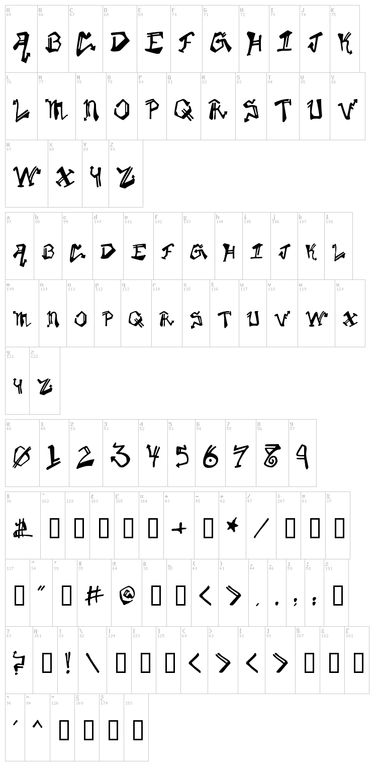 Krylon font map