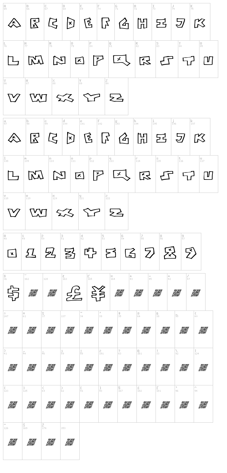 Peace Fight font map