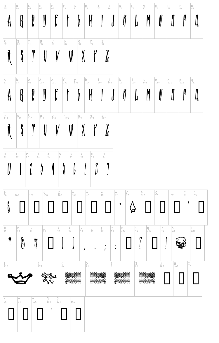Wallrider font map