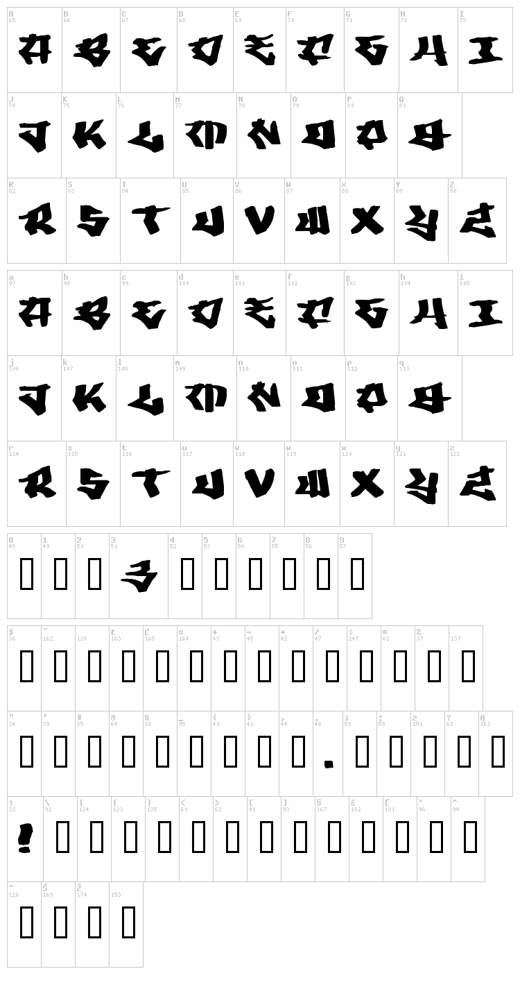 Writers 3 font map