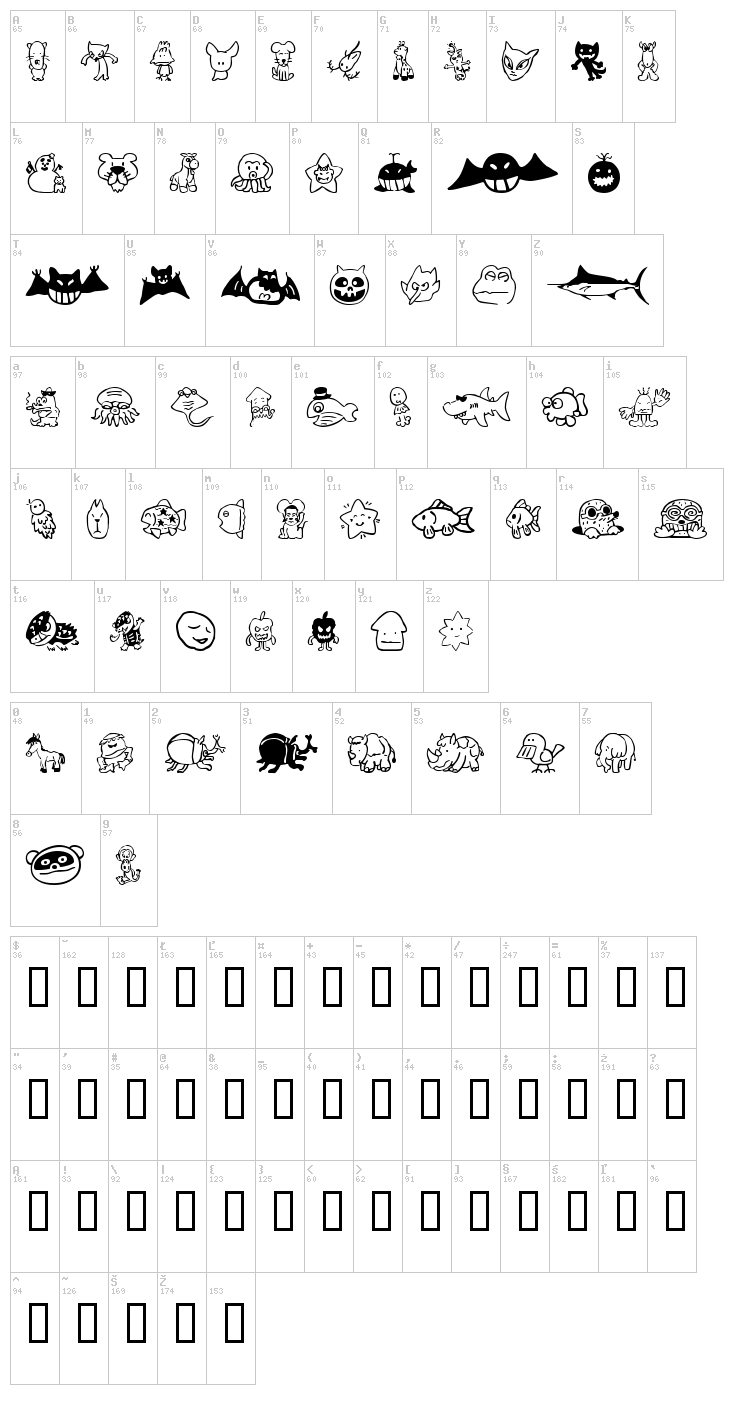 Sakabe Animal 02 font map