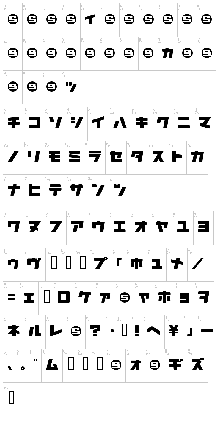 Daidoh Remix JKA font map
