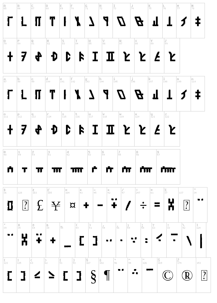Dethek Stone font map