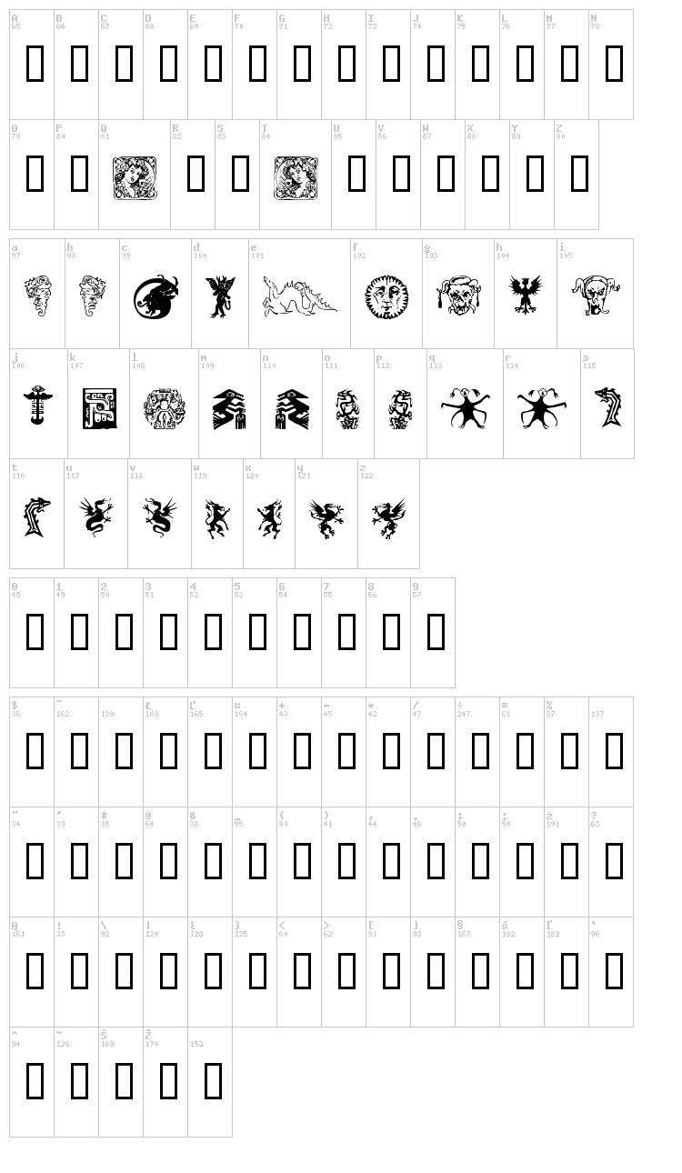 Devils and Dragons font map