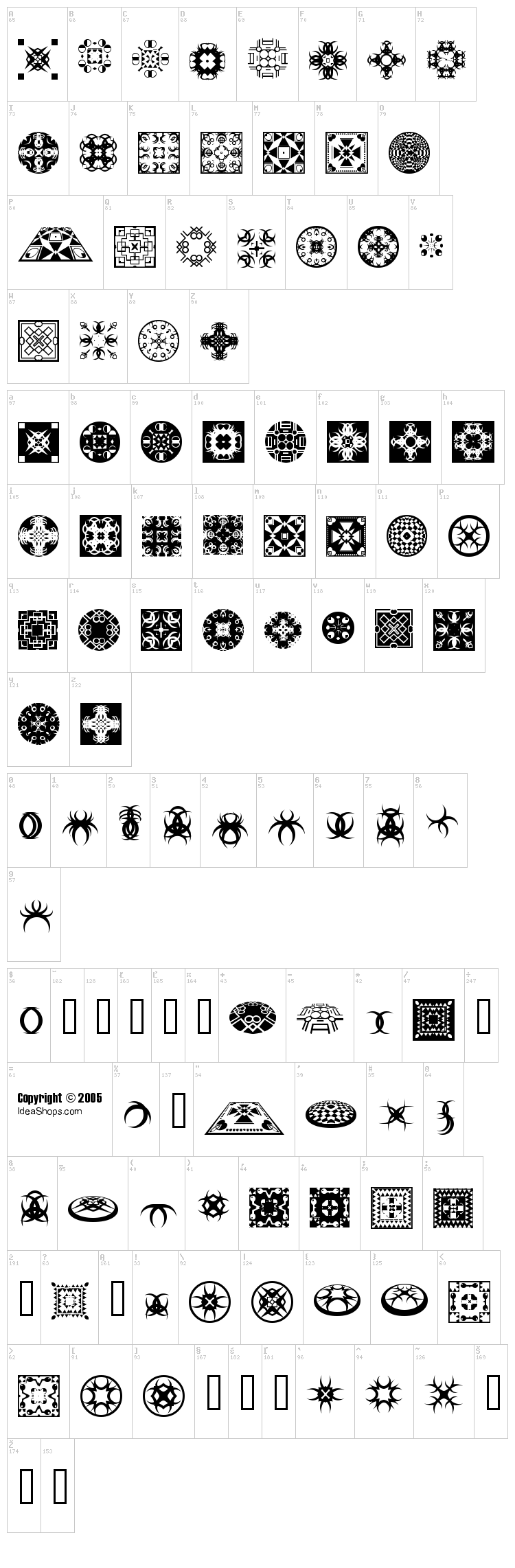 FontCo Designs font map