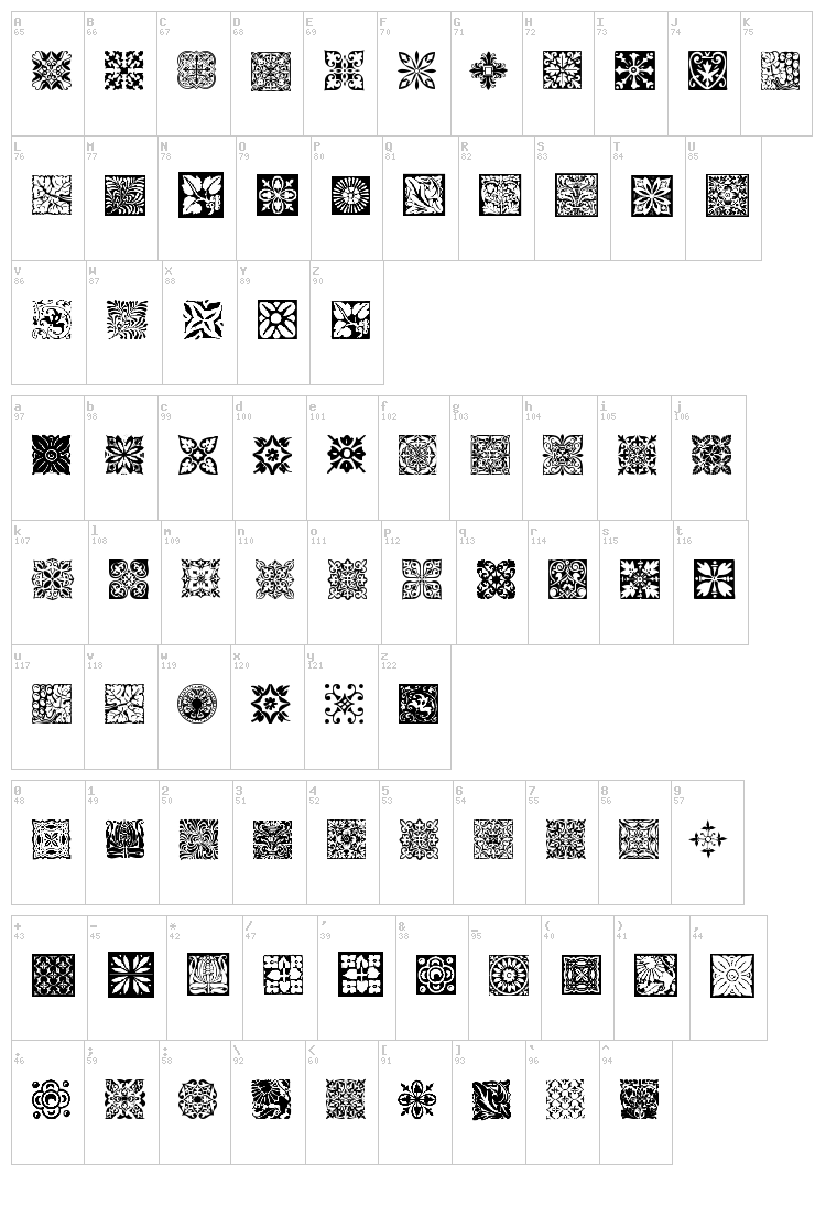 Free Tiles font map