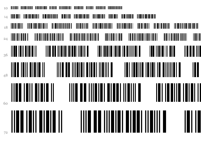 3 of 9 Barcode font waterfall