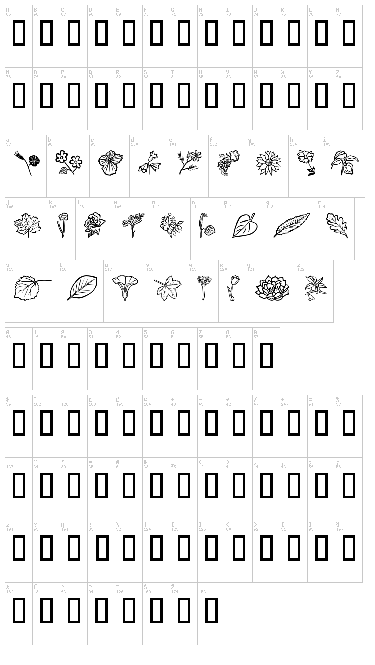 Flower Show font map
