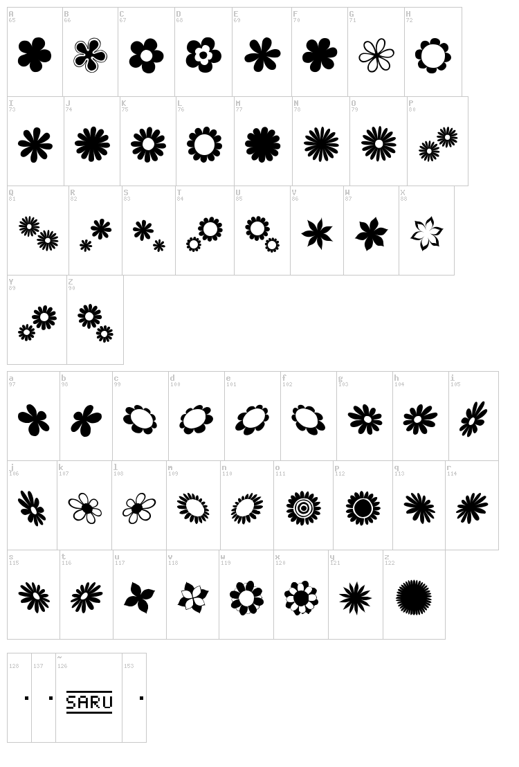 Saru's Flower Ding font map