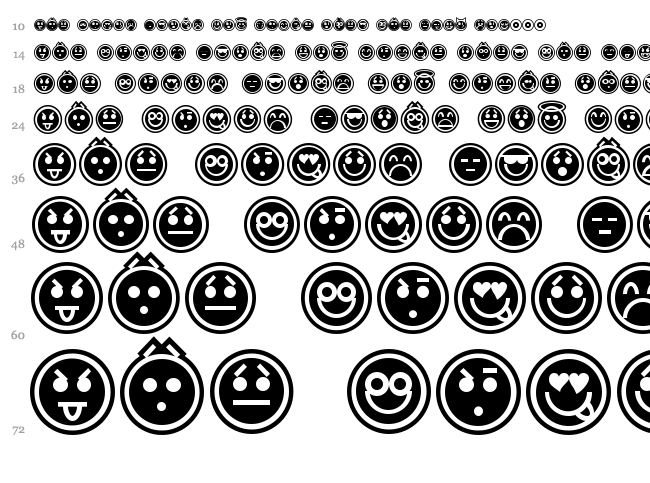 Emoticons font waterfall