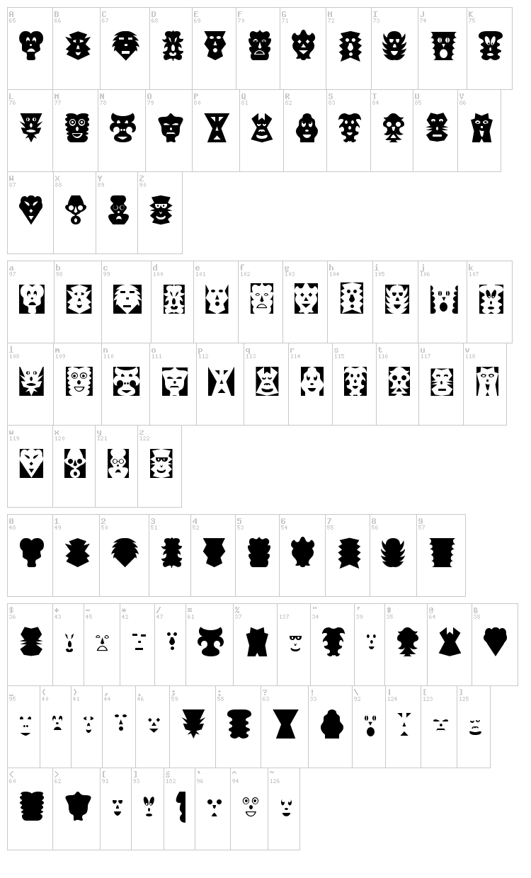 Maskalin font map