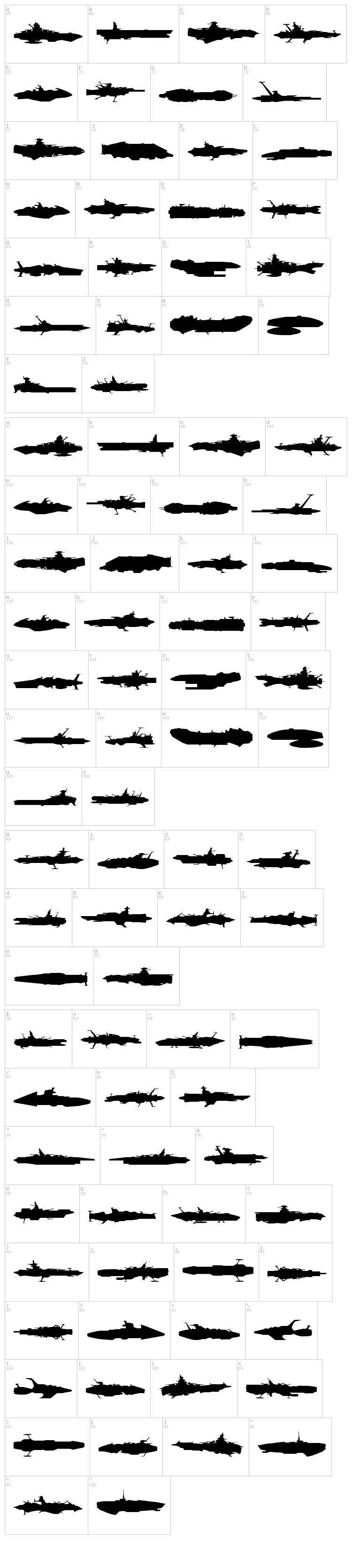 Star Navy font map