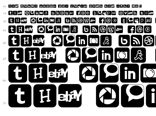 Social Networking Icons font waterfall