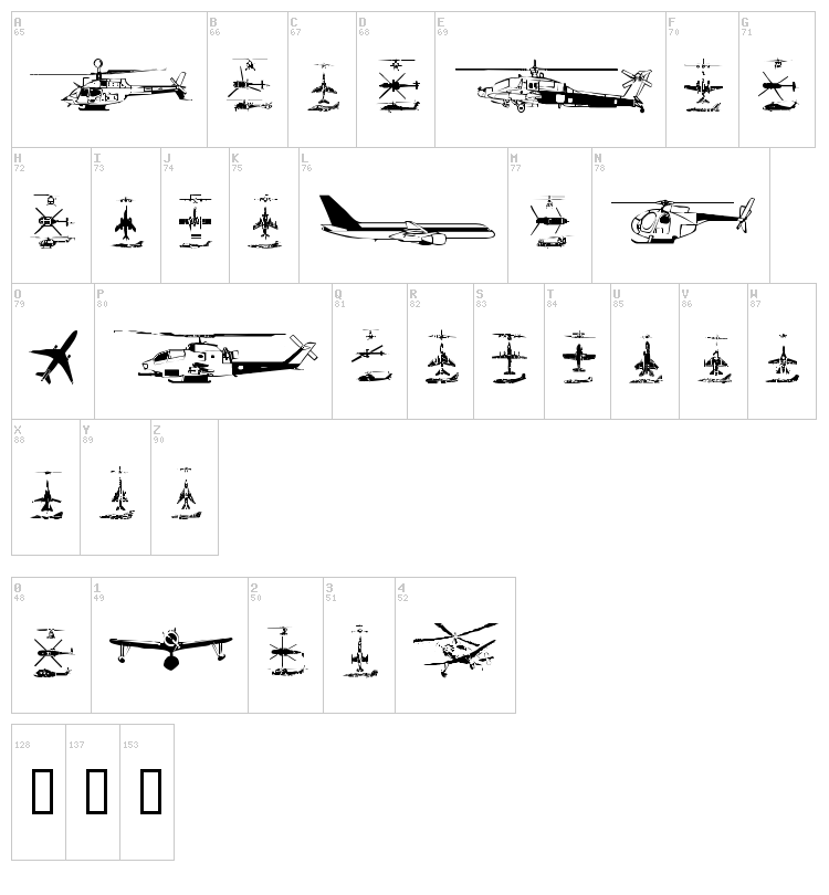 Aircraft font map