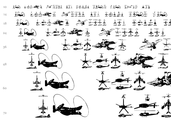 Aircraft font waterfall
